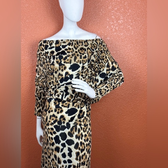 Va Va Voom leopard animal print LONG maxi dress Size Medium Large. E92 - Picture 7 of 16